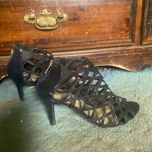 black 3” heels. size 10